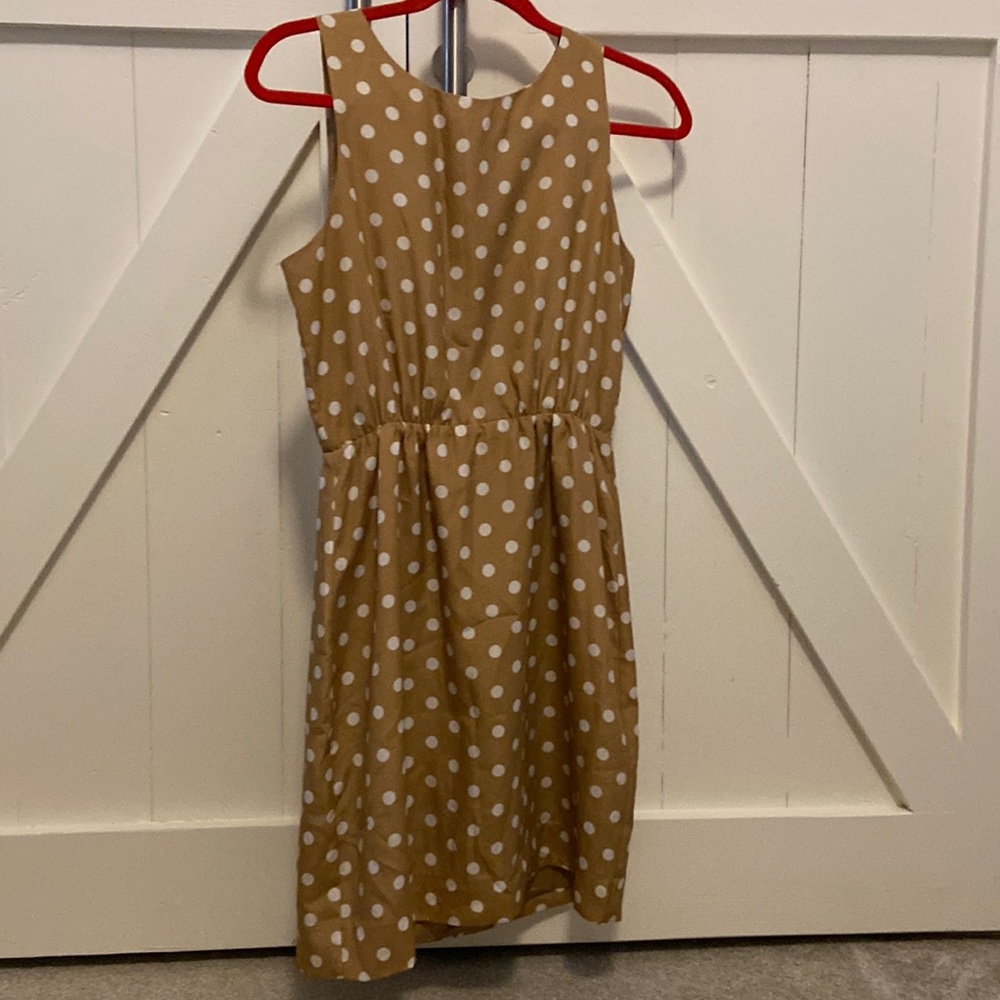 J. Crew Tan Polka Dot Dress. Size 4.